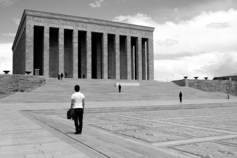 When the national anthem plays at the Atatürk mausoleum.